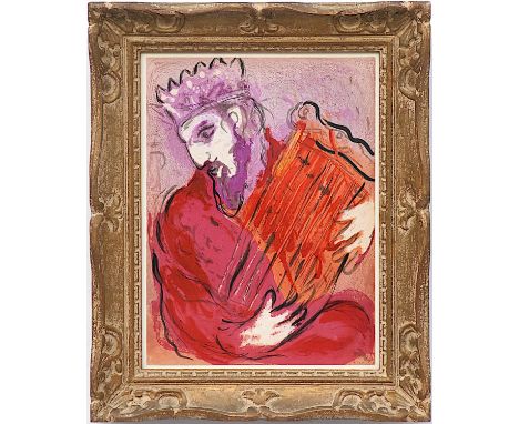 MARC CHAGALL 'David and his Harp', 1956, very rare original colour lithograph, from the Bible suite, Mourlot 134, printed by 