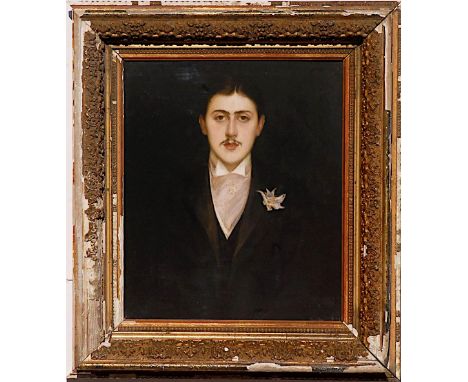 AFTER JACQUES-EMILE BLANCHE 'Portrait of Marcel Proust', quadrichrome, 44cm x 37cm, framed and glazed. 