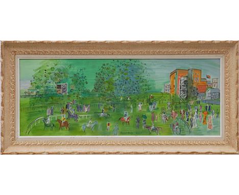 RAOUL DUFY 'Ascot', lithograph, signed in the plate, printed by Mourlot, edition of 1000, 38cm x 100cm, framed and glazed. 