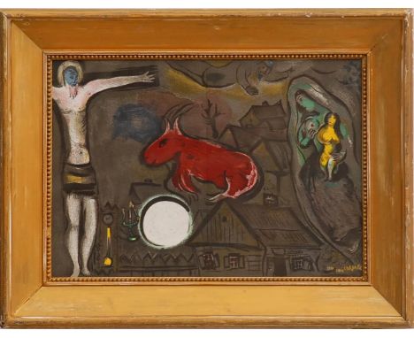 MARC CHAGALL 'The Mystical Crucifixion', lithograph, plate signed, ref.: Cramer 49, 35cm x 50cm, framed and glazed. (Subject 