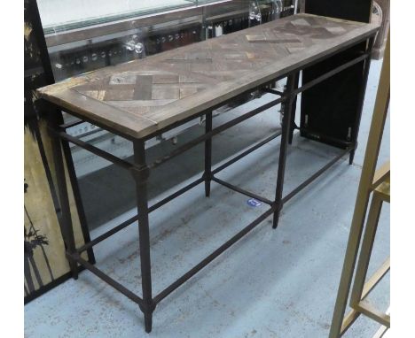 I J L BROWN CONSOLE  TABLE, 180cm x 50cm x 85cm. 