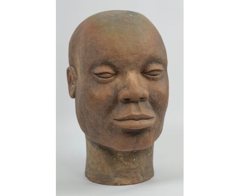 CONTEMPORARY AFRICAN SCHOOL, Ife manner, Male portrait, terracotta, 34cm H. 