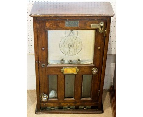 PENNY SLOT MACHINE, 76cm H x 50cm W x 22cm D, Edwardian 'Circle Skills'. 