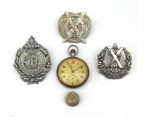 A military pocket watch by Grana, with Arabic Numerals, the quarter numbers in red, with subsidiary second dial, stamped 'G. 