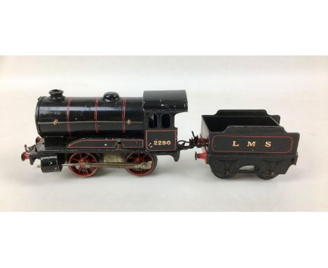 A vintage Hornby O gauge loco 0-4-0 '2290', with tender and key, in play worn condition, without box. 