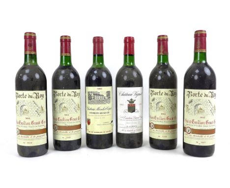 Vintage Wine: six bottles of Saint-Emilion Grand Cru, comprising four bottles of Porte du Roy, 1992, a bottle of Chateau Monl