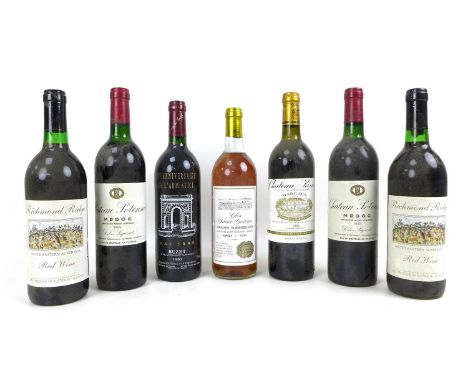 Vintage Wine: a mixed parcel of seven bottles, comprising a bottle of Chateau Kirwan, 1982, Margaux, Grand Cru Classe, U: bas
