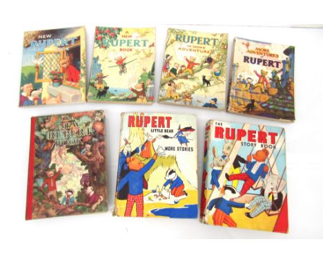 Alfred Bestall: 'The New Rupert Book', [1938] annual, quarto, original cloth backed pictorial boards + Rupert annuals for 194