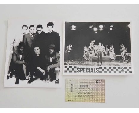 THE SPECIALS - A pair of black/white publicity photos and an unused concert ticket from their 2009 gig at Hammersmith Apollo 