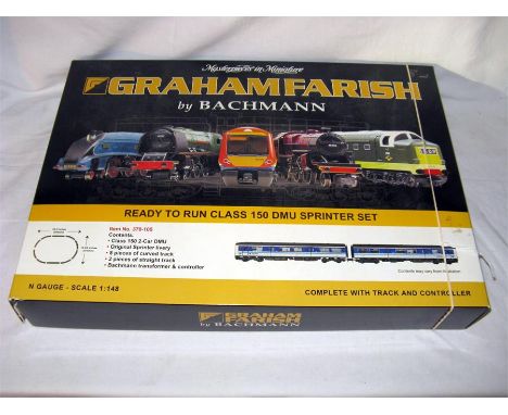 GRAHAM FARISH by Bachmann 370 - 105 N Gauge Ready to Run DMU Set comprising a Class 150 2 Car Set in Central Railways Green, 