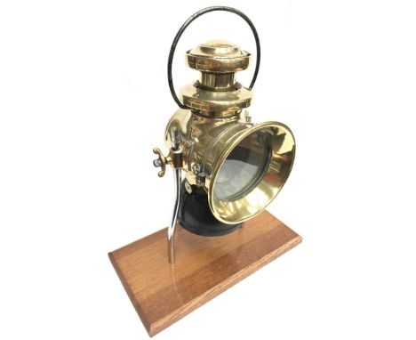 Joseph Lucas Ltd. (Birmingham) King Of The Road No.740 brass automobile lamp with glass lens, diameter 11.5cm. Height 36cm. M