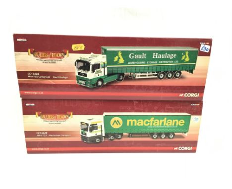 Two Corgi Hauliers of Renown 1/50 scale limited edition models: CC13428 MAN TGA Curtainside - Gault Haulage; CC13429 MAN TGA 