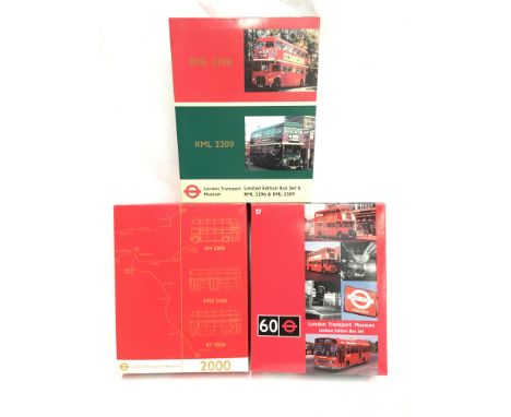 Three EFE Exclusive First Editions 1/76 scale limited edition London bus sets, includes Millenium Bus Set 8. Appear M and box