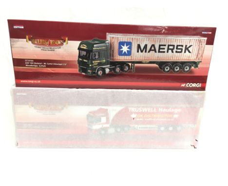 Two Corgi Classics Hauliers of Renown 1/50 scale models: CC14104 DAF 105 Skeletal - W.Carter (Haulage) Ltd. Woodbridge, Suffo