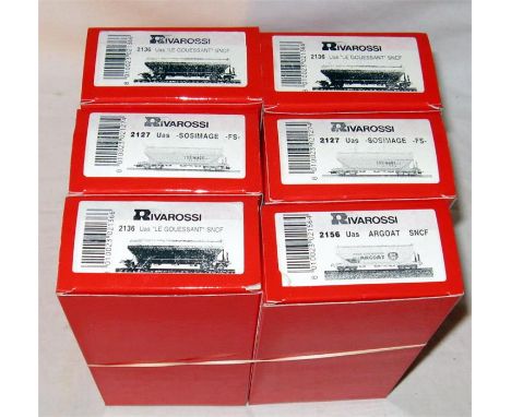 RIVAROSSI HO6 x Bogie Hopper Wagons Nos 2127 x 2, 2136 x 3 and 2157. All Mint Boxed
