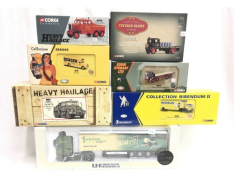 Six Corgi Classics 1/50 scale models, includes Heavy Haulage CC12304 Scammell Contractor William Booth & Sons and #26404 Eddi