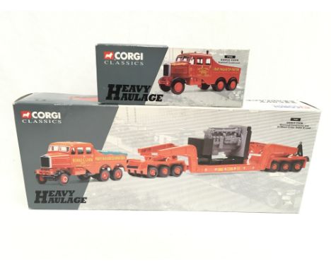 Two Corgi Classics Heavy Haulage Siddle Cook 1/50 scale models: #17603 Scammell Constructor and 24 Wheel Girder Trailer & Loa