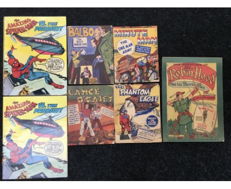 Selection of Mighty Midget comics: Lance O'Casey; Balbo The Boy Magician; Minute Man The One Man Army; The Phantom Eagle Defe