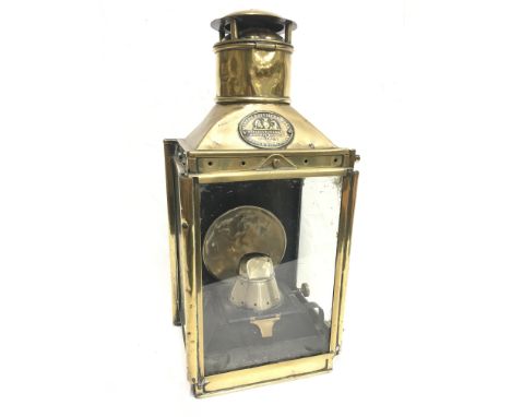 Joseph Ratcliff & Sons (London & Birmingham) Manufacturers of Railway Signals & Lamps brass lantern. Height 38.5cm. 
