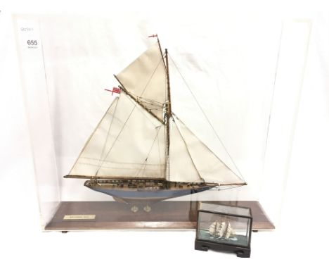 Kings Yacht Britannia 1893 wooden scale model produced to museum specifications, contained in a perspex display case, measure