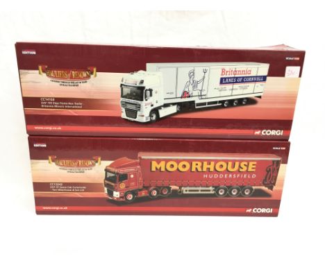 Two Corgi Hauliers of Renown 1/50 scale limited edition models: CC13243 DAF XF Space Cab Curtainside - Tom Moorhouse & Son Lt