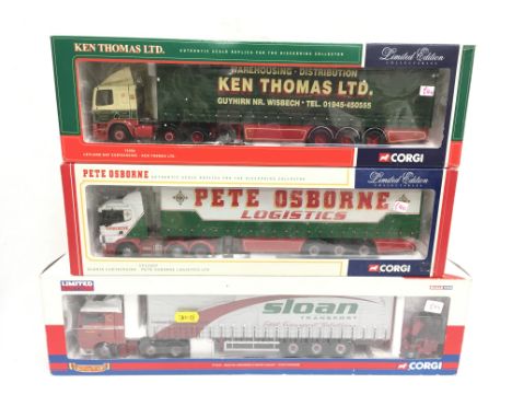 Three Corgi Classics 1/50 scale limited edition models: CC13421 MAN TGA Curtainside & Moffett Mounty Sloan Transport; CC12207