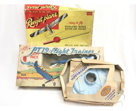 Two plastic model aircraft: Cox PT19 Flight Incliner, engine powered, wing span 56cm (appears F in F box); Palitoy Revojet Pl
