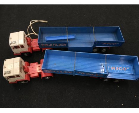 Two Rico (Spain) large scale Pegaso remote control truck and trailers. F. 