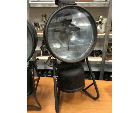 Mid 20th Century Tilley (Hendon, England) Floodlight Projector Lamp with three piece sectional glass lens marked 'Tilley- Hen