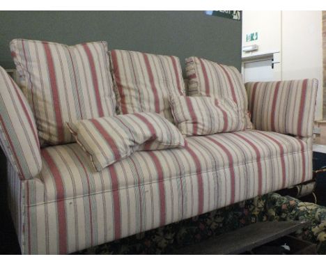 A knole three seater sofa with candy stripe upholstery