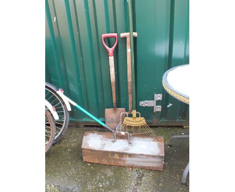A quantity of various garden tools