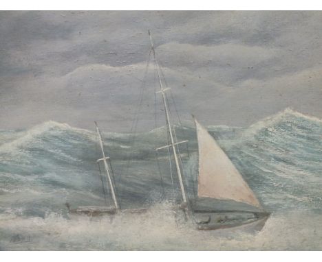 LE NOORS. Twentieth century Continental school, stormy seascape with sailing vessel in a very heavy swell, signed lower left,
