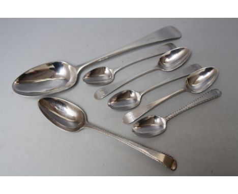 HESTER BATEMAN - A COLLECTION OF HALLMARKED SILVER FLATWARE,  consisting of a tablespoon 1777, dessert spoon 1775, a set of f