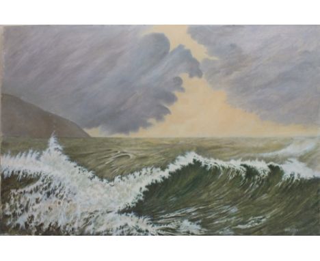HERBERT OSWALD LUMBY. Twentieth century British school, stormy coastal scene 'Coming Storm' see verso, signed lower right, oi