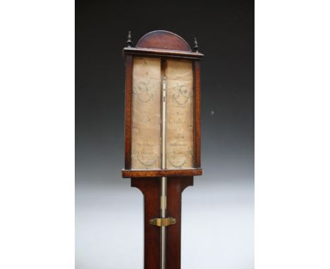 A 19TH CENTURY MAHOGANY STICK BAROMETER, the paper register marked 'C ZAPPA FECIT', H 96 cm