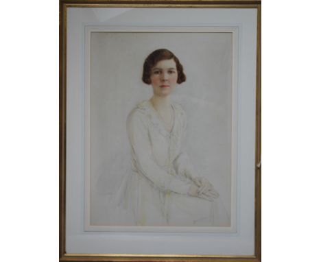 R.S.COLLINGS. Twentieth century English school portrait study of a seated young woman, signed lower right, watercolour and pe
