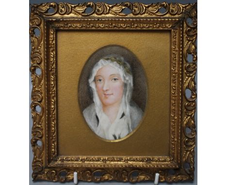 MISS WHEELWRIGHT SENIOR. A 19th century oval portrait miniature, 'Clementina Sobieski, Mother of Charles Edward Stuart and Gr