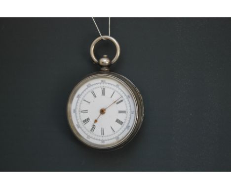 A LARGE SILVER OPEN FACED MANUAL WIND POCKET WATCH, Dia. 5.5 cm