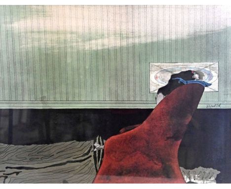 WUNDERLICH  Paul (1927 Eberswalde - 2010 Saint-Pierre-de-Vassols, Frankreich) "Surrealistische Szene", Lithographie, rechts m