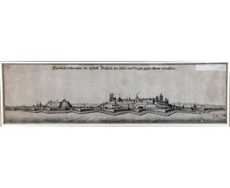 BREISACH AM RHEIN  "Eigentliche Delineation der Statt Brysach, wie solche von Morgen gegen Abend anzusehen", Kupferstich von 