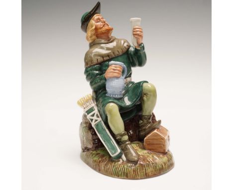 This finely detailed Royal Doulton figurine, Robin Hood HN2773, presents the legendary outlaw in a rare moment of leisure. Se