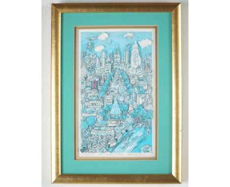 Detailed and energetic 3D limited edition serigraph by pop artist Charles Fazzino, titled Philly by Day. This vibrant composi