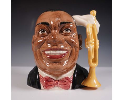 From Royal Doulton's Celebrity Collection, this handmade and hand-decorated jug portrays jazz legend Louis Armstrong with his