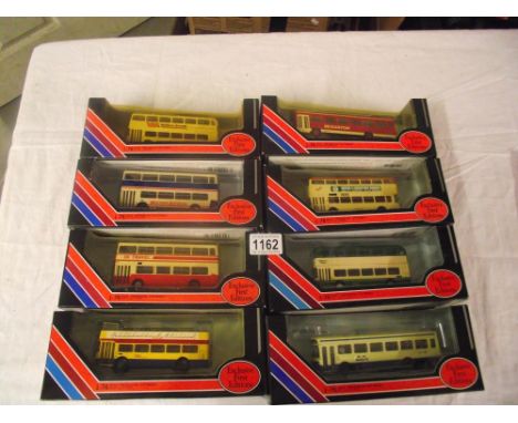 Eight 176 scale Corgi Exclusive First Editions (EFE) toy bus models