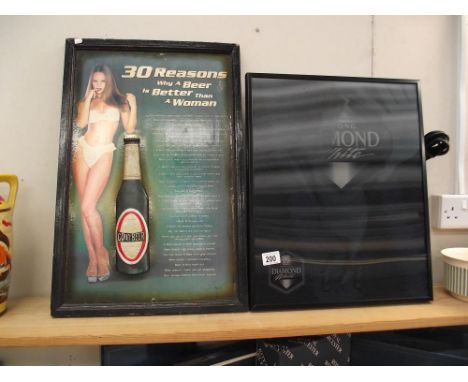 A Diamond White breweriana light up sign and 1 other item