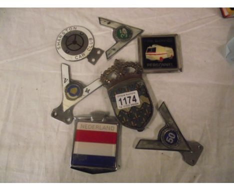A quantity of vintage / classic car badges including Fire Service Personel, Sharston Car Club etc