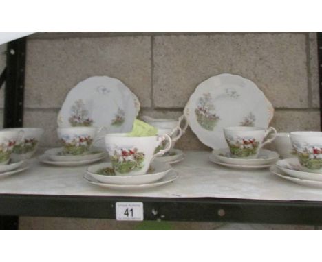 A Regency hunting pattern tea set.