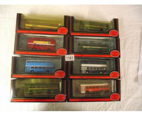 Eight 176 scale Corgi Exclusive First Editions (EFE) toy bus models