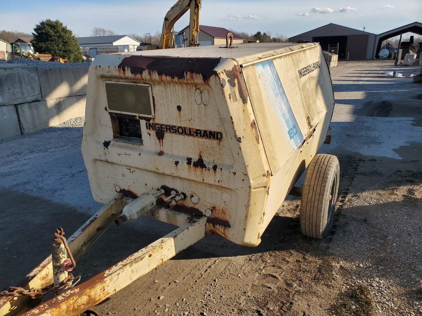Ingersoll Rand Model P160AWJD Pull Behind Air Compressor, John Deere 3179D Diesel Engine, 160