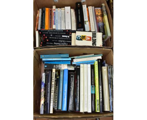 TWO BOXES OF BOOKS, to include seventeen World of Art titles, Simon Jenkins 'Englands Thousand Best Houses', Peter Thorold 'T